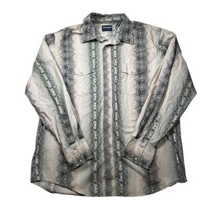 Wrangler Western Men's XL‎ Shirt Large Pearl Snap Cowboy Geometric
